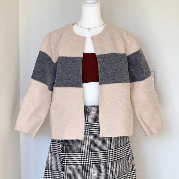 Ann Taylor Stripe boiled Wool Jacket Thin Size Small - Picture 3 of 8